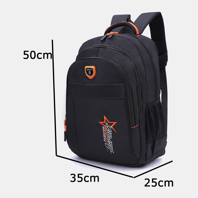 Unisex Nylon Multi-Layers Large Capacity Solid Color School Bag Travel Backpack