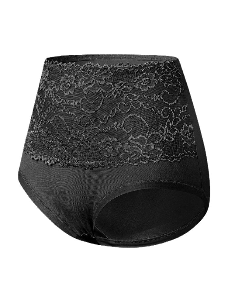 Plus Size Women's Floral Lace High Waist Cozy Panties