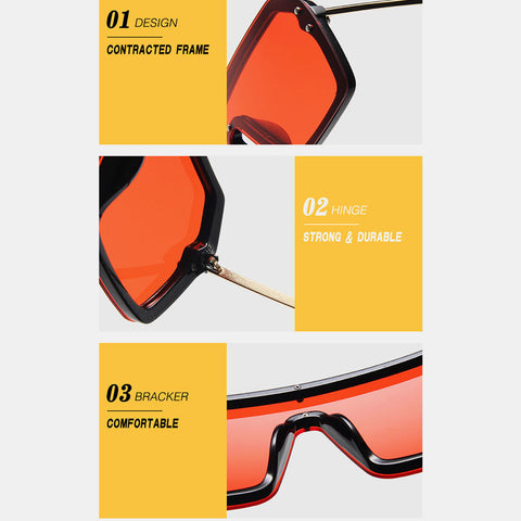 Women Plus Size Thick Frame One-piece Square Shape Personality Fashion Trend UV Protection Sunglasses
