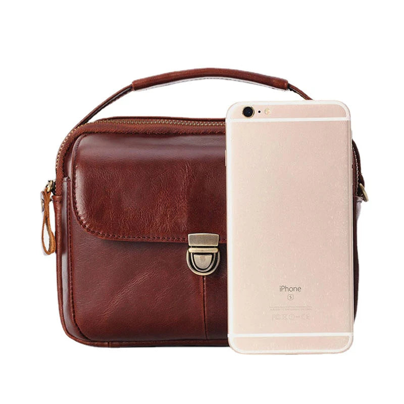 Men's Genuine Leather Crossbody Phone Bag - Small Handbag