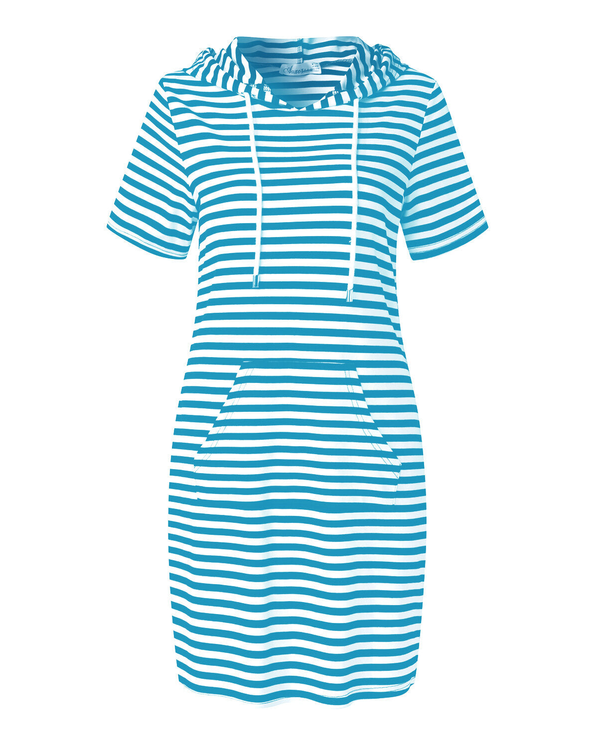 Striped Drawstring Short Sleeve Casual Shirt Pocket Dress