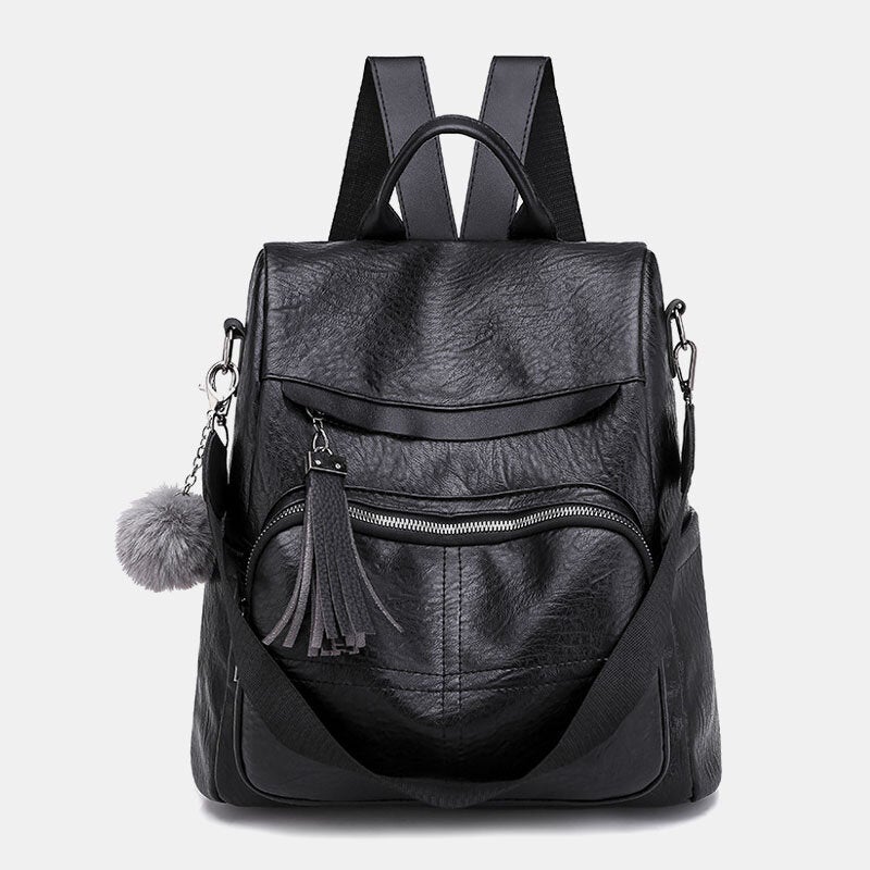 Women Anti-Theft Backpack Multifunctional Bag Tassel Zipper Bag