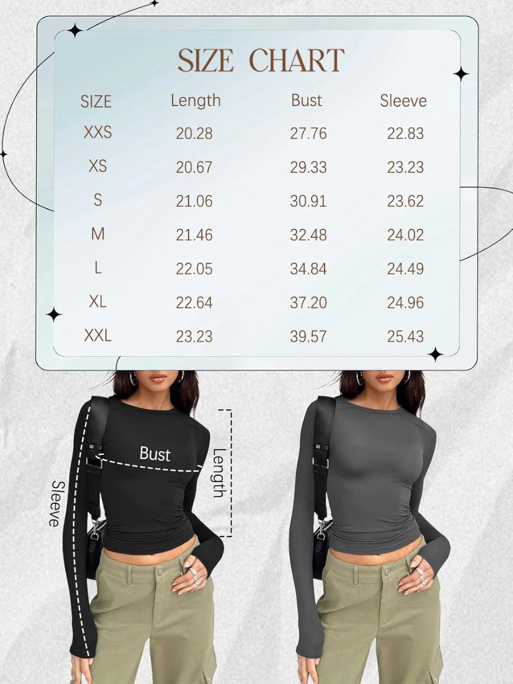 Womens Long Sleeve Shirts Basic Crop Tops Tight Slim Fit Cute Teen Girls Fall Winter Clothes