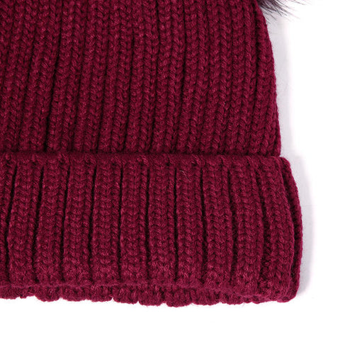 Womens Fur Ball Cap Pom Pom Beanie Cap Knitted Winter Warm Soft Caps