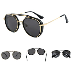 Men Oval Full Thick Frame UV Protection Fashion Vintage Sunglasses