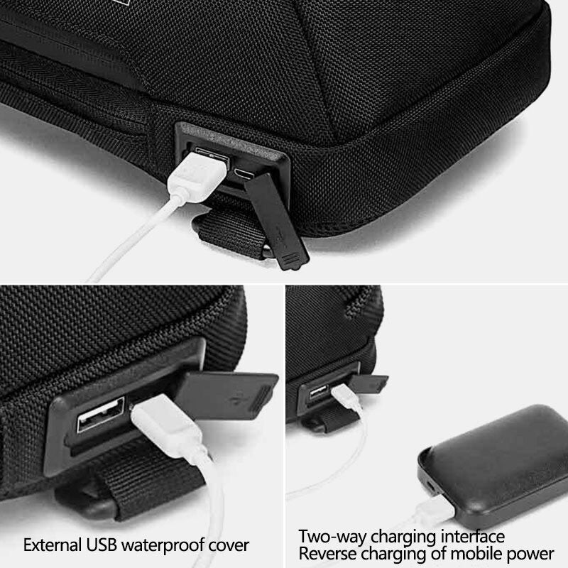 Men Oxford Password Lock Anti-theft Reflective Strip Design Waterproof Multi-pockets Crossbody Sling Bag Chest