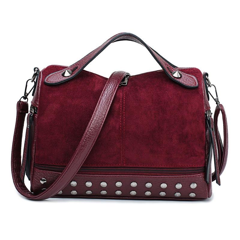 Vintage Rivet Boston Bag Handbag Shoulder Bag For Women