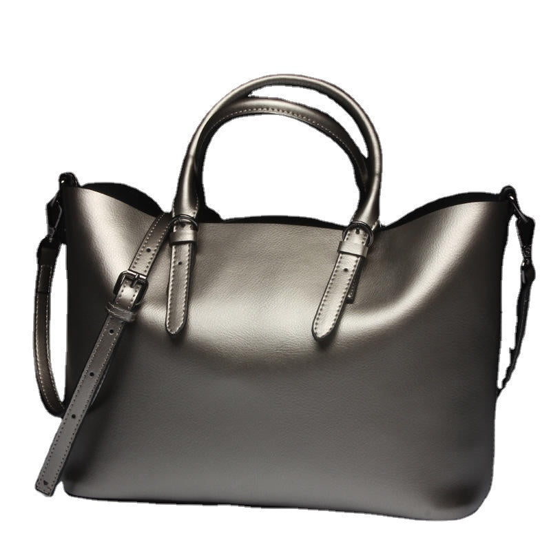 Soft Genuine Leather Women Solid Handbag Commuter Crossbody Bag
