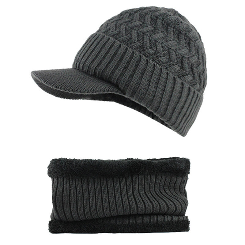 Outdoor Plus Velvet Knit Hat Scarf Set Spot Outdoor Winter Warm Ski Turtleneck Beanie Cap Earmuffs
