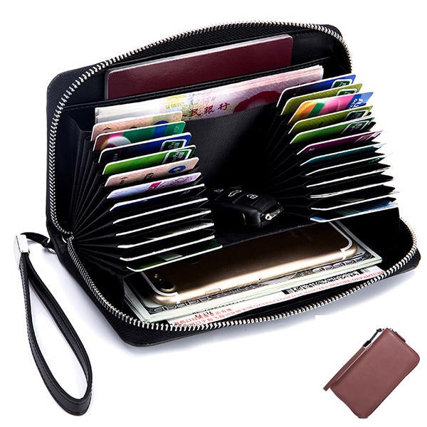 Women Men 24 Card Slots Card Holder Coin Bag Multi-card Bit Zipper Wallet Purse