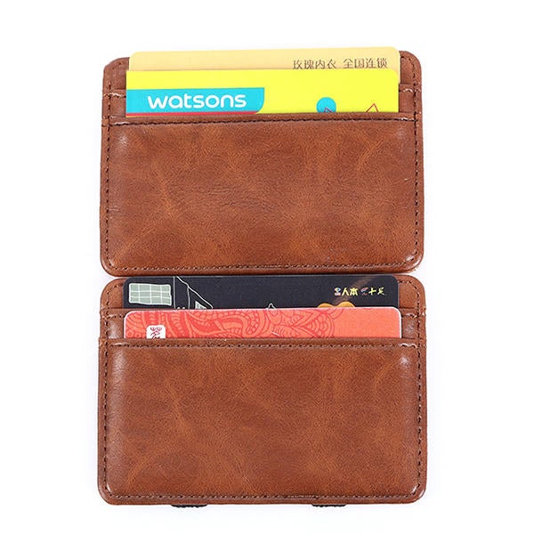 PU Money Card Clip Magic Wallet Casual Clutch Bus Card Bag