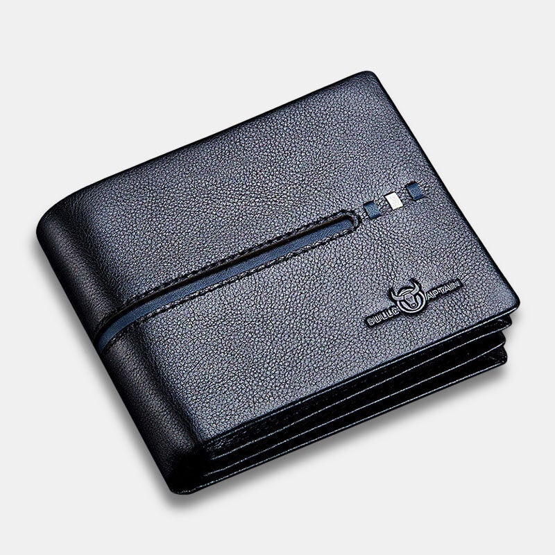 Men Genuine Leather Slim Wallet RFID Anti-theft Multi-card Slot Card Holder Coin Purse Clip Wallet