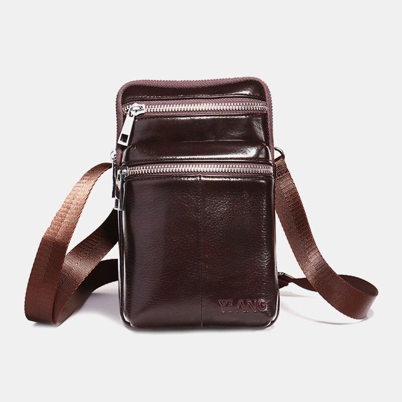 Men Genuine Leather Belt Bag Casual Crossbody Shoulder