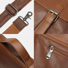 Men PU Leather Multifunction Multi-pocket Teacher Bag Briefcase Crossbody Shoulder