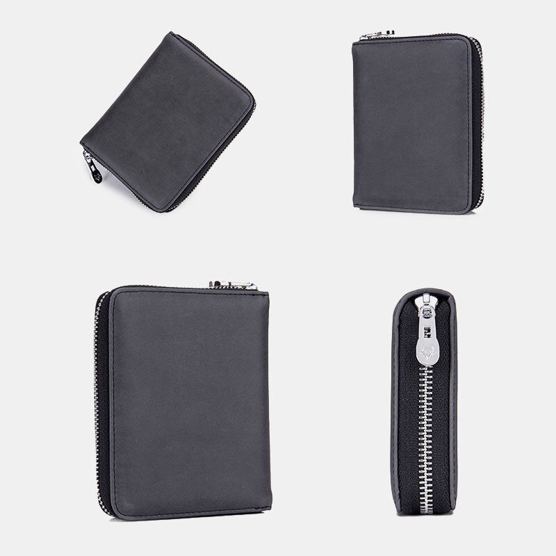 Men Genuine Leather RFID Anti-theft Organ Shape Multi-card Slots Coin Purse Card Wallet