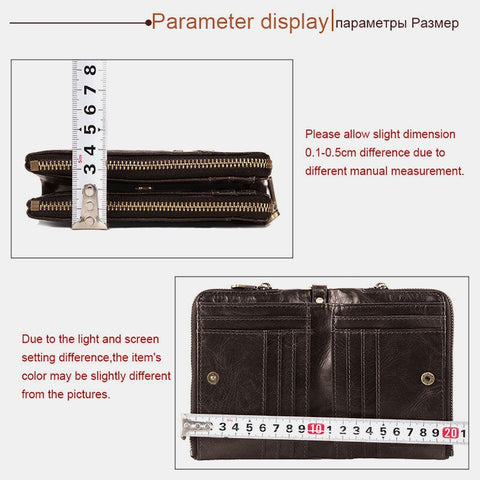 Men Genuine Leather RFID Blocking 12 Cards Slots Wallet Zipper Coin Bag Card Holder