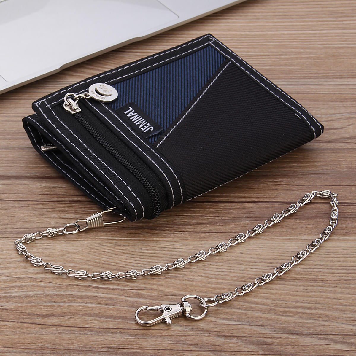 Men Wallets Casual Canvas Wallet Vertical Patchwork Design Male Purse Waist