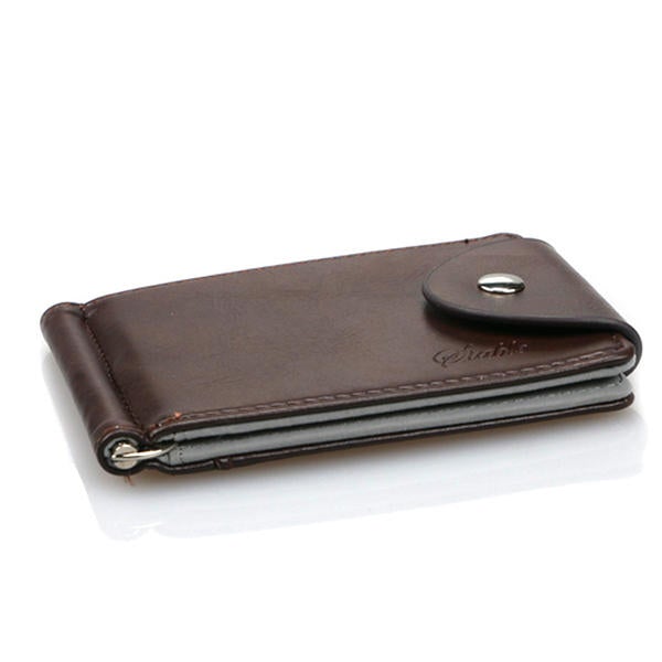 Men PU Leather Short Wallet Business Coin Bag with 6 Card Slots Card Holder