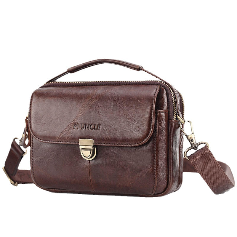 Men Genuine Leather Small Crossbody Bag Handbag Phone Bag