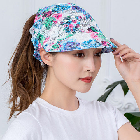 Women Multifunction Sunscreen Outdoor Riding UV Protection Colorful Sun Hat Visor Hat