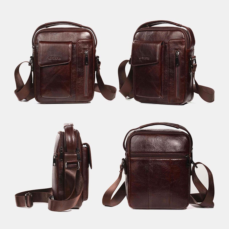 Men Vintage Genuine Leather Crossbody Bag Shoulder Business