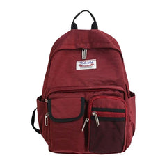 Women Solid Backpack Casual Large Capacity Multi-Pocket School Bag Backpack