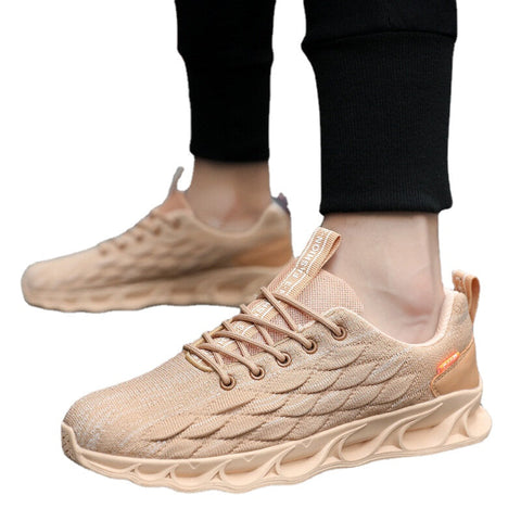 Men's Fish Scale Casual Lace-up Comfortable Running Shoes Breathable Gym Fly Woven Sneakers