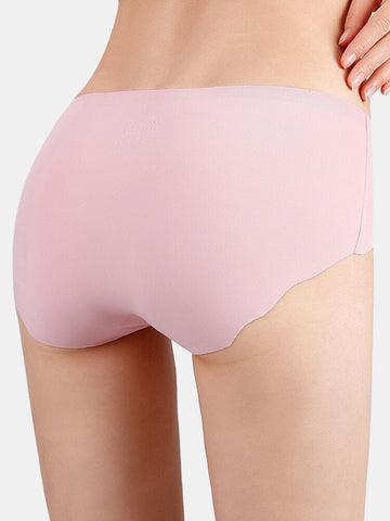 Women Seamless Elastic Solid Color Soft Comfy Mid Waist Panties