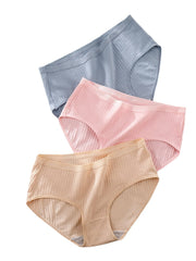 Plus Size Women Antibacterial Threaded Cotton Breathable Comfy Panty