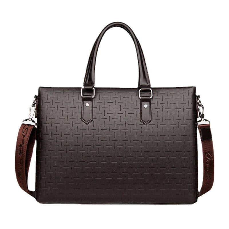 Men's Vintage Waterproof 15.6" Laptop Bag - Multifunction PU Leather Briefcase & Shoulder Bag