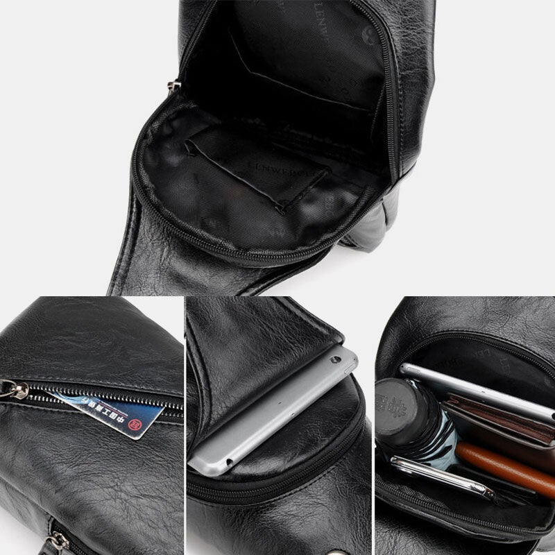 3PCS Men Chest Bag Wallet Belt Set Casual Multifunction Wear- Resistant Crossbody Shoulder Gift