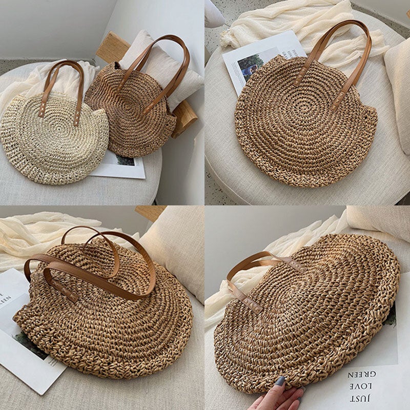 women summer beach large capacity straw woven handbag tote bag