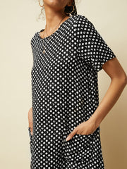 Summer Polka Dot Print Short Sleeve Plus Size Dress