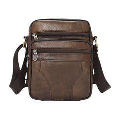 Men Genuine Leather Business Casual Solid Color Leather Shoulder Bag Crossbody