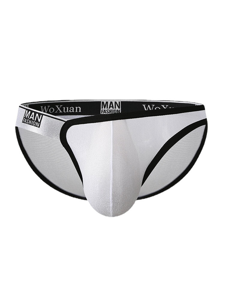 Mens Patchwork Breathable Lightweight  Ice Silk MId Waist Stretch Briefs