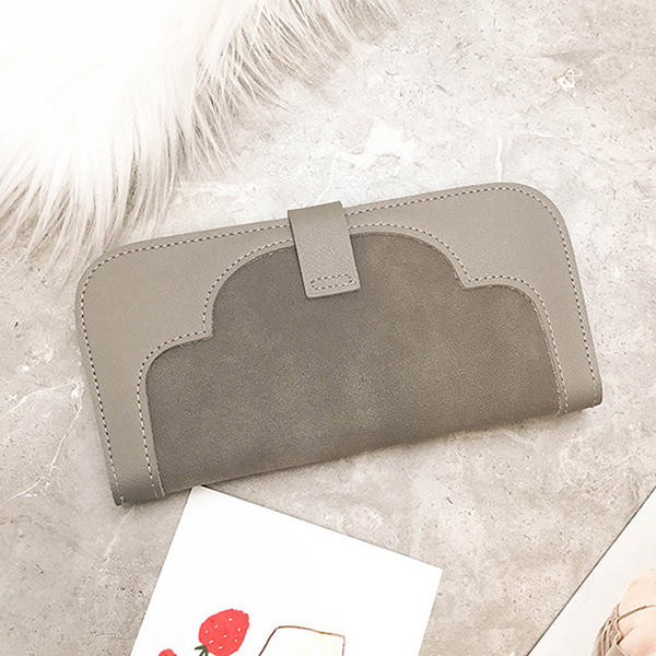 Women Dull Polish PU Leather Flower Pattern Long Wallet Card Holder Purse