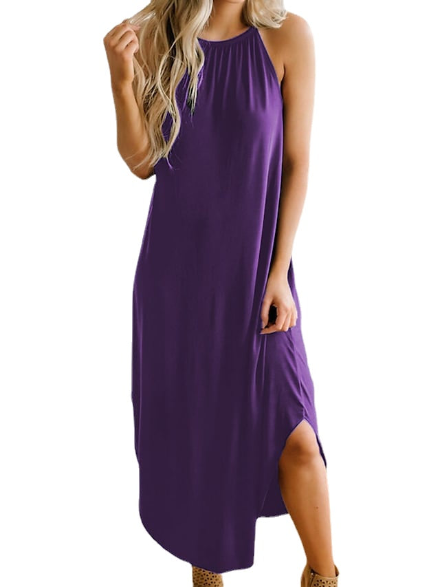 Women's Crew Neck Fashion Daily Sleeveless Casual Split Dress