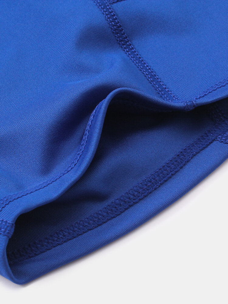 Women Solid Color Quick Dry Yoga Sport High Elastic Shorts With Side Pocket