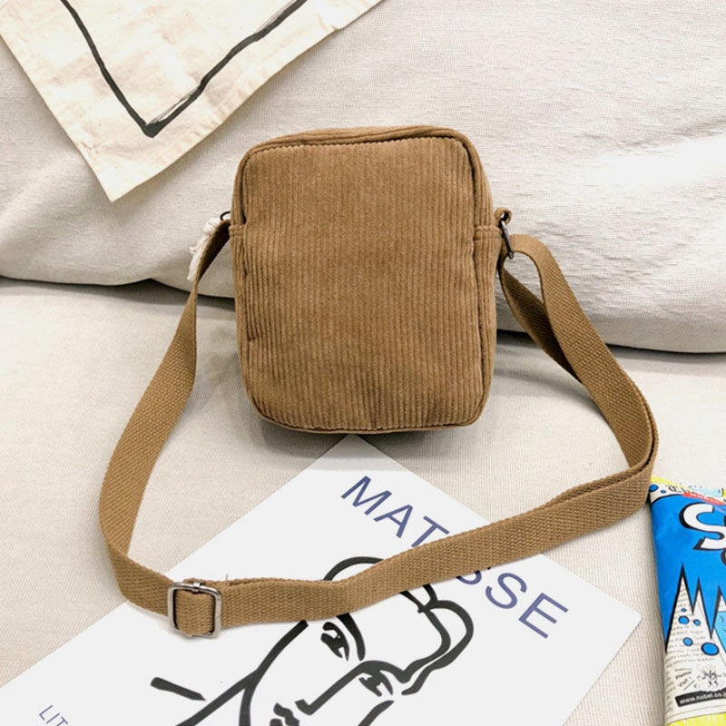 Unisex Corduroy Retro Mini Universal Outdoor Phone Bag Crossbody Shoulder