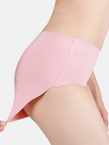 Women Seamless Elastic Solid Color Soft Comfy Mid Waist Panties