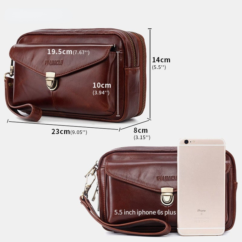 Men Genuine Leather Large Capacity Clutches Bags Business Bag For Office