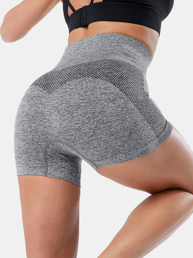 Sport Women Solid Color Seamless High Waist Yoga Shorts