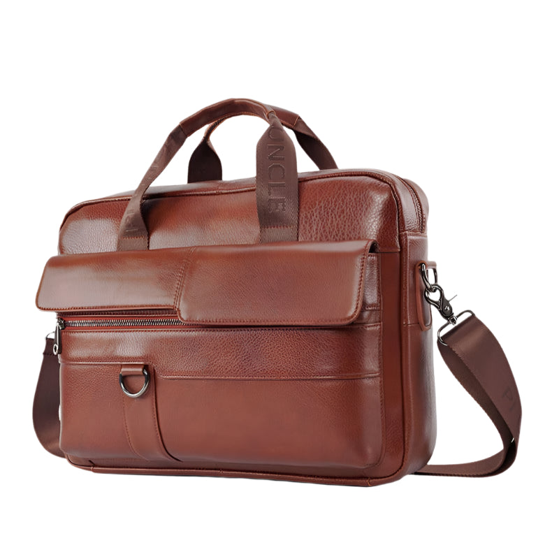 Men's Large Capacity Genuine Leather Business Messenger Bag