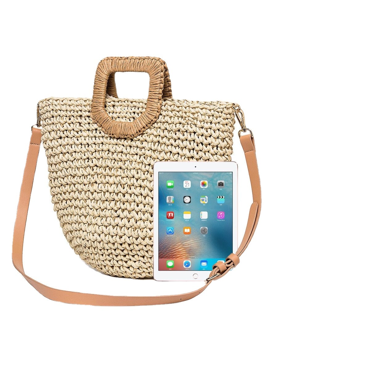 Women Summer Beach Bag Travel Straw Top Handle Big Capacity Handbag