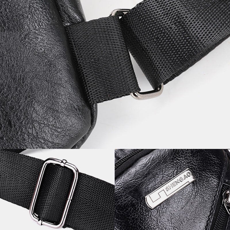 Men Earphone Hole Business Multi-pocket Crossbody Bag Chest Bag Sling