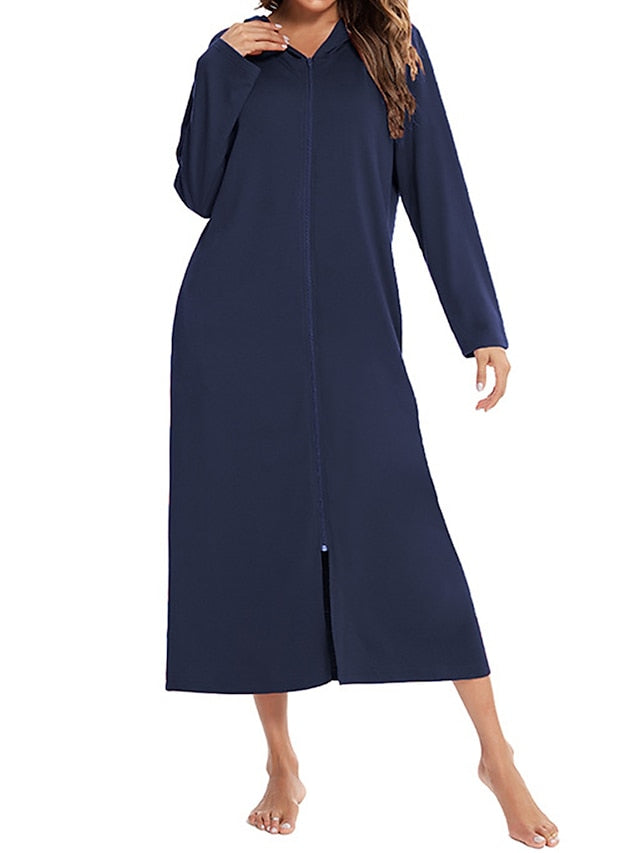 Women's Casual Dress Shift Dress Midi Dress Basic Casual Pocket Solid Color Hooded Home Lounge Black Wine