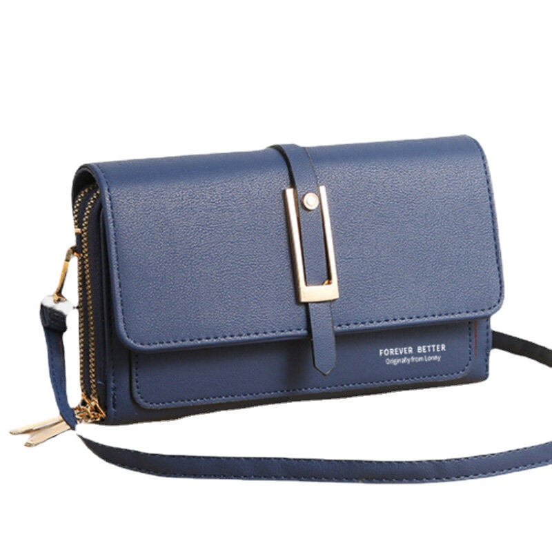 Women Faux Leather Double Layer Multifunction Phone Bag Crossbody Bag