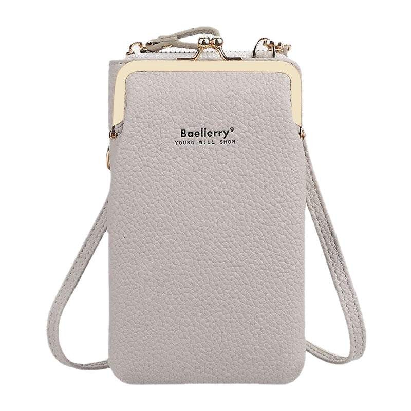 Women Lychee Pattern 6 Card Slots 6.5 Inch Phone Bag Crossbody Bag