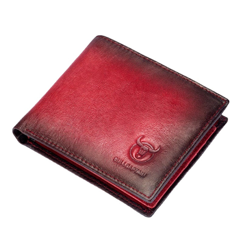 Men Genuine Leather Vintager RFID Blocking Anti-theft Wallet