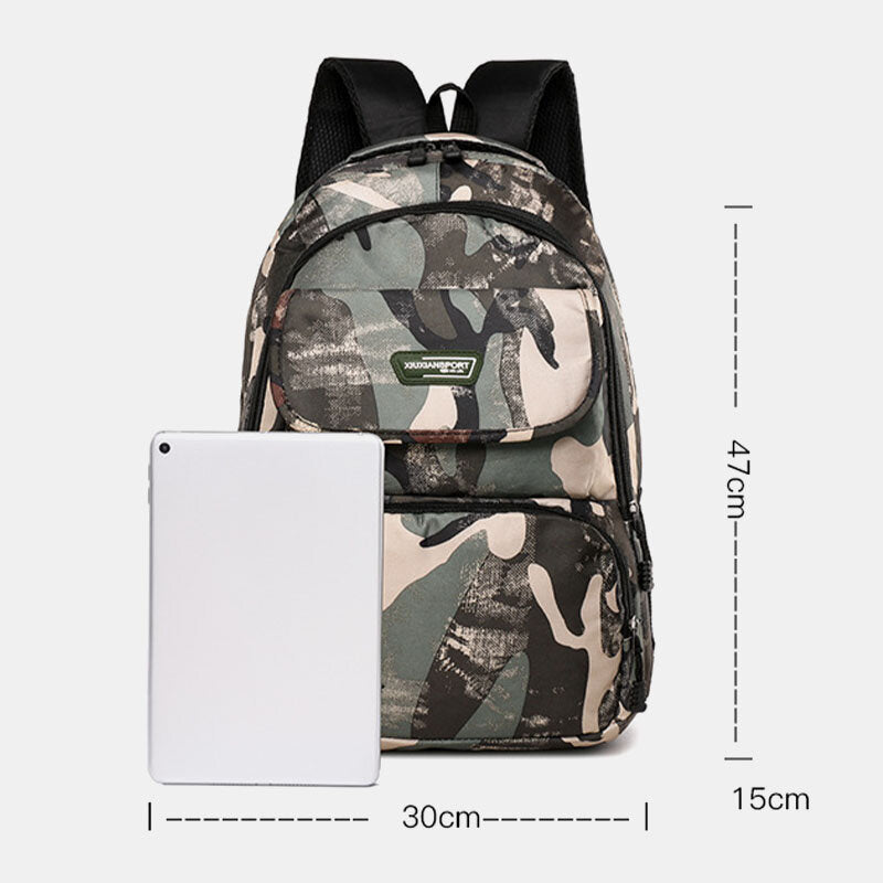 Men Large Capacity Camouflage Waterproof Student School Bag 15.6 Inch Laptop Bag Travel Outdoor Backpack